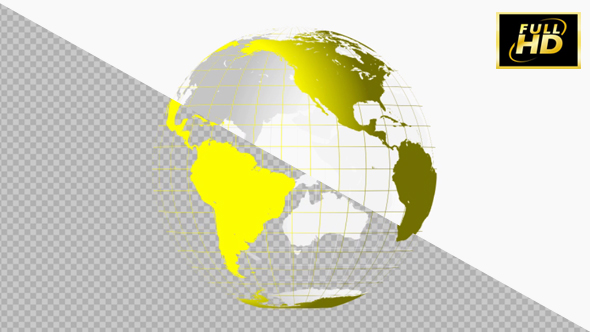 Earth Globe 3D (Yellow + Grid)