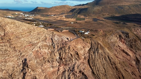 Aerial View of Mirador De Guinate Viewpoint, Lanzarote, Canary Islands, Spain