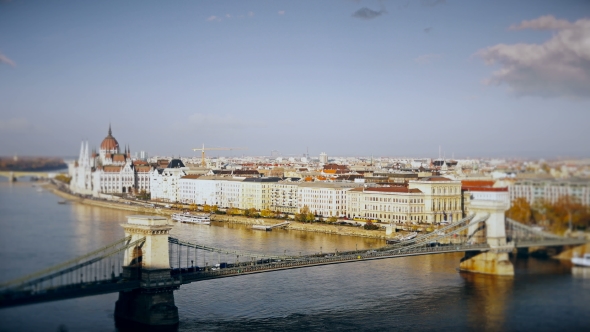 Panorama of Budapest with the Danube and the Parliament Building, Hungary. Aerial View of Budapest
