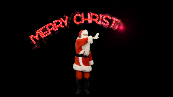 Santa Claus Makes Sparkler Text Animation Merry Christmas alt