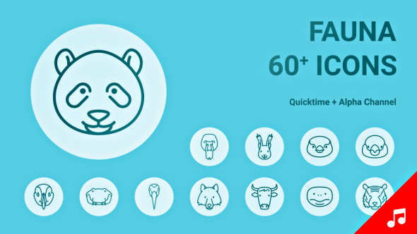 Animal Fauna Wildlife Icon Set - Line Motion Graphics Icons