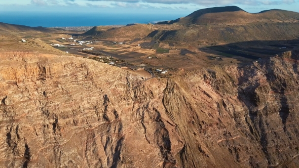 Aerial View of Mirador De Guinate Viewpoint in Lanzarote, Canary Islands, Spain