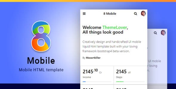 8 Mobile Multipurpose phone tablet Web/Application HTML Template
