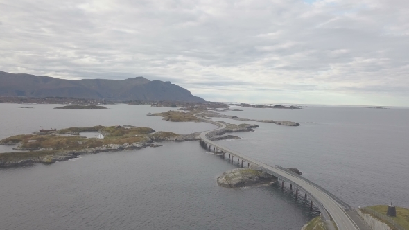 Aerial Drone Shot of Stunning Atlantic Road in Norway