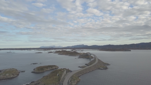 Aerial Drone Shot of Stunning Atlantic Road in Norway