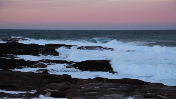 Arctic Ocean at Sunset During a Storm