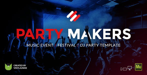 Party Makers - szablon wydarzenia muzycznego / festiwalu / DJ Responsive Muse