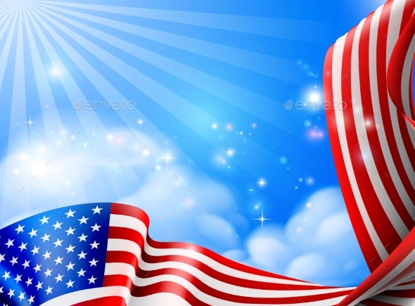 American Flag Sky Background Design
