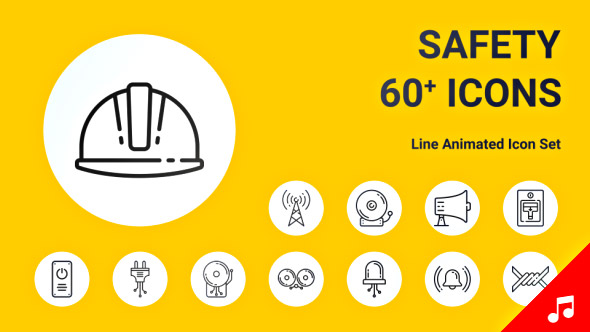 Safety Business Security Industrial Protection Icon Set - Line Animated Icons