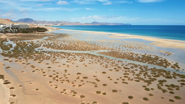 Flying Over Costa Calma Beaches, Fuerteventura, Canary Island