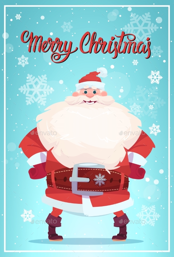 Merry Christmas Poster With Santa Claus Winter