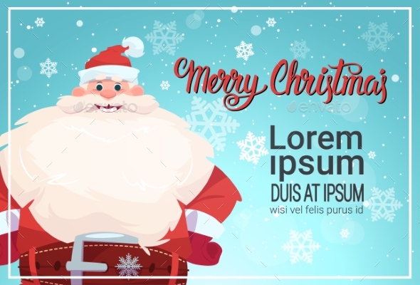 Santa Claus On Merry Christmas Greeting Card