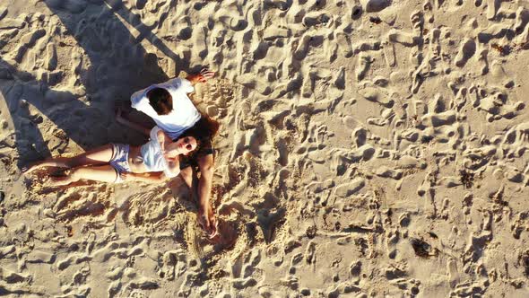 Young People After Marriage in Love Enjoy Luxury on Beach on Clean White Sand