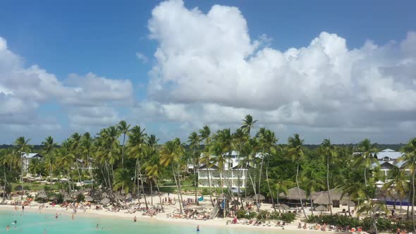 Dominicus Beach at Bayahibe with Caribbean Sea Sandy Shore Lighthouse and Pier