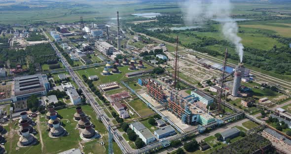 Chemical Industry Plant In Ukraine. Pipes That Pollute The Environment