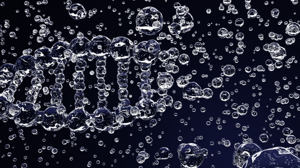 Collapsing Transparent DNA Molecule Against Dark Blue Background