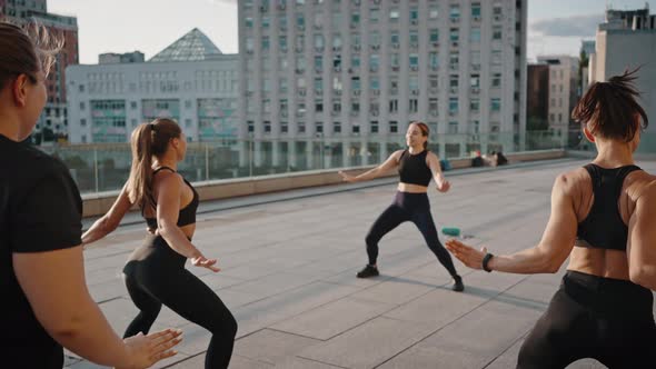 Diversity Group of Women of Different Ages Builds and Looks Have a Sport Dance Class