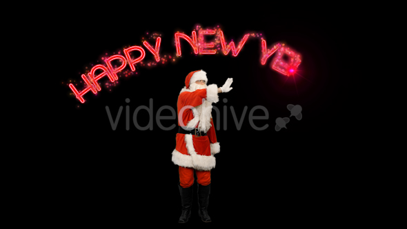 Santa Claus Makes Sparkler Text Animation Happy New Year alt