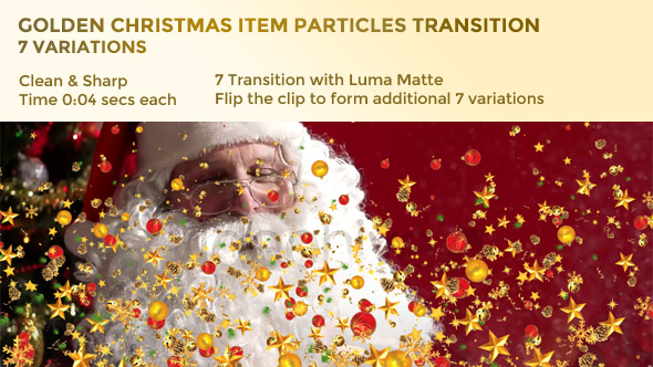 Golden Christmas Item Particles Transition – 7 Variations alt