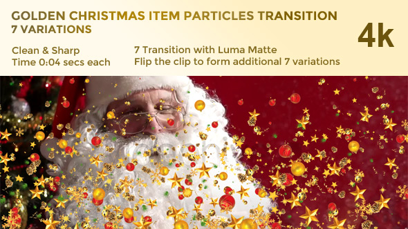 Golden Christmas Item Particles Transition – 7 Variations – 4k alt