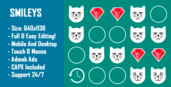 Smileys - HTML5 Game + Mobile Version! (Construct-2 CAPX)