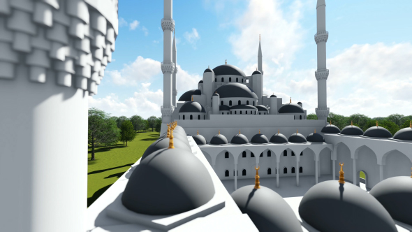 3D Aerial View of Mosque alt