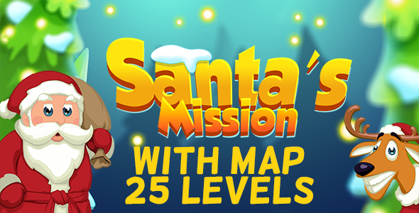 Santa's Mission Match3 HTML5 Game w/ Map & 25 Levels
