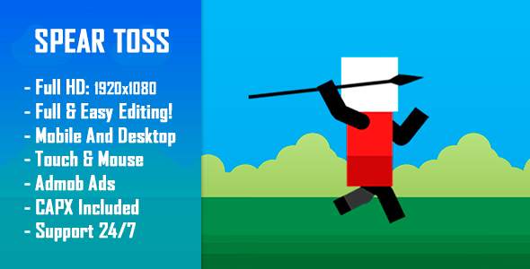 Spear Toss Challenge - gra HTML5 + wersja mobilna! (Construct-2 CAPX)