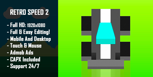 Retro Speed 2 - gra HTML5 + wersja mobilna! (Construct-2 CAPX)