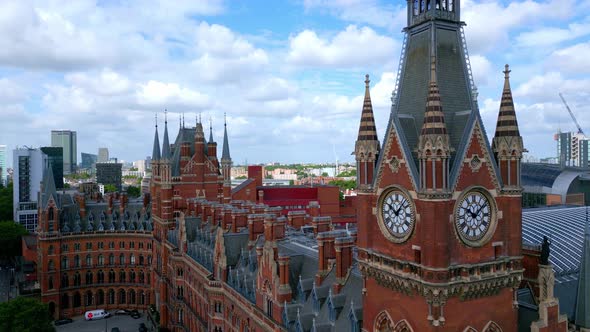 Aerial View Over Kings Cross  St Pancras Train Station in London