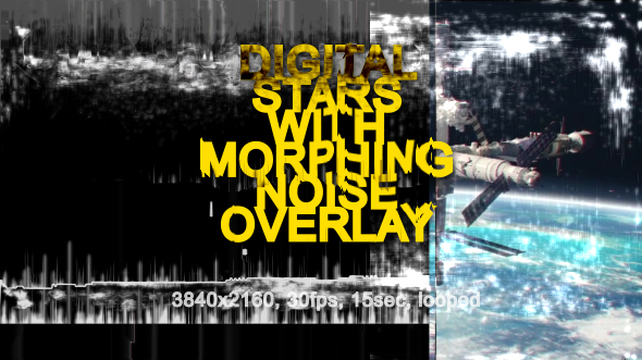 Digital Stars with Morphing Noise - Overlay 4K