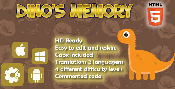 Dino's Memory - HTML5 Game (Capx)