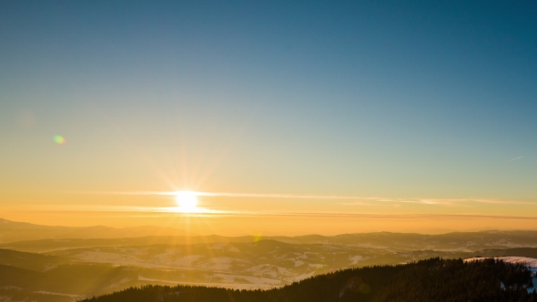 Sundown  in Winter Mountain