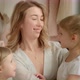 Mom Communicates with Daughters Twins - VideoHive Item for Sale