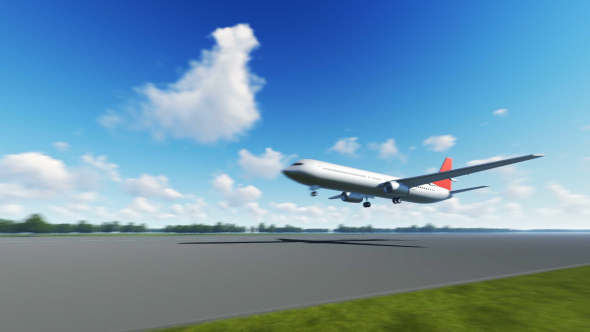 The Plane Landing to Westhampton in USA