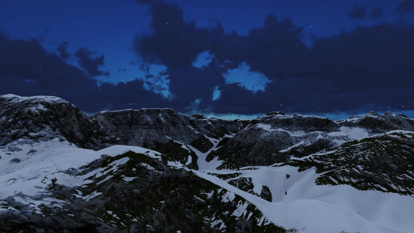 Fly Over Mountain in Snow alt