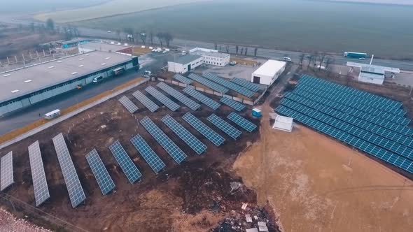 Solar power farm in the countryside.