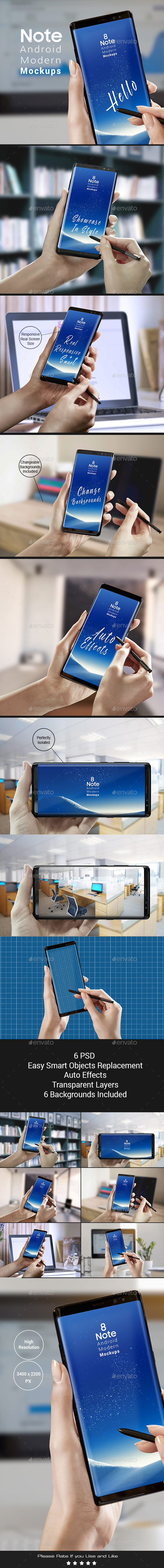 Note 8 Modern Android Mock-ups - Apps Ui Showcase