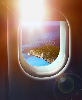 hine destination, jet plane window sky view