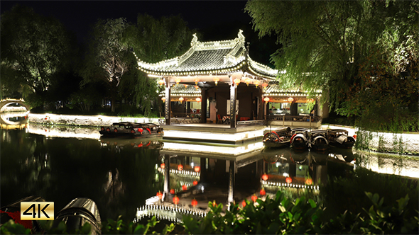 Night View of Ancient Chinese Town