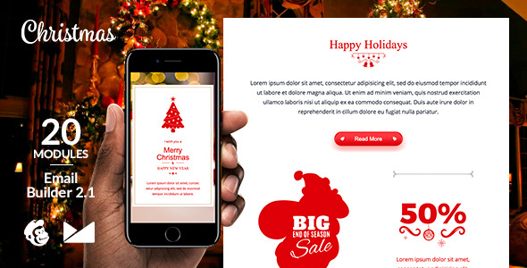 Merry X-Mas Email Template + Online Emailbuilder 2.1