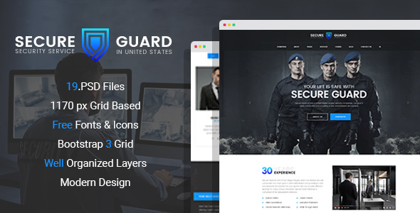 SecureGuard – Security Service PSD Template