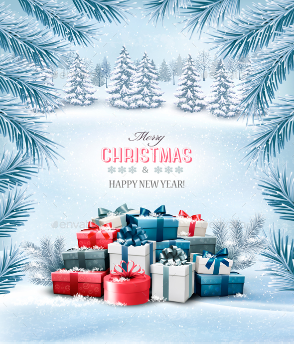 Christmas Holiday Background and Presents