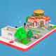 Low Poly Burger Cafe on Phone screen - 3DOcean Item for Sale