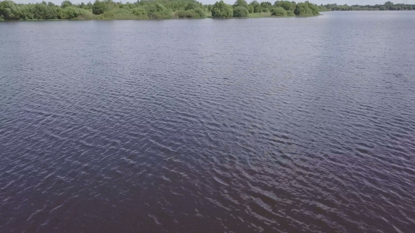 Waves on Surface River Aerial View