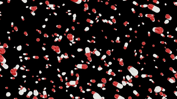 Drug Production. Pills on Black Able To Loop alt