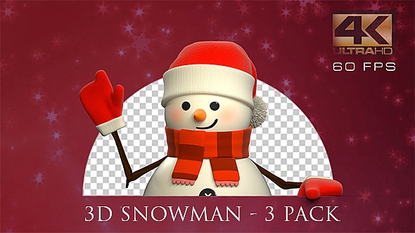 3D Snowman Animated - 3 Pack alt