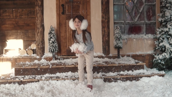 Portrait of a Child in Christmas Decorations