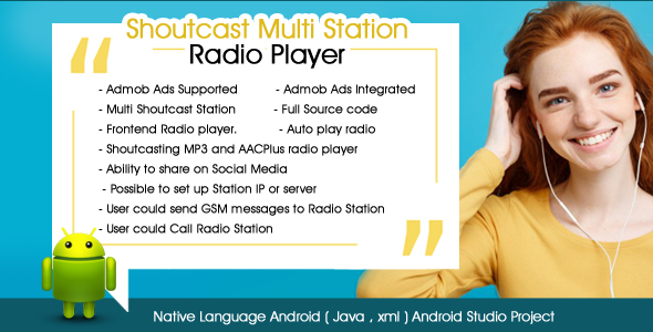 Shoutcast Multi Station Radio Player Android Admob Ads