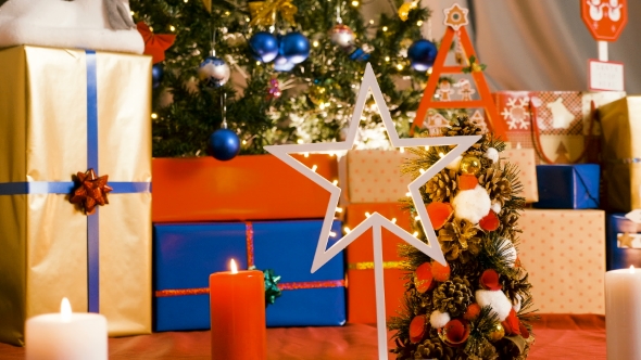 Christmas Decoration , Tree and Garlands at Home